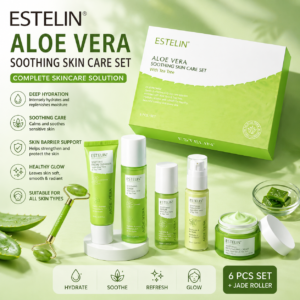 ESTELIN Aloe Vera Soothing Skin Care Set with Jade Roller (6PCS Set)