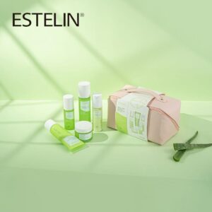 ESTELIN Aloe Vera Soothing Skin Care Travel Kit with Cosmetic Bag